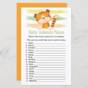 Papier Tiger Bébé Animaux Nom Jeu