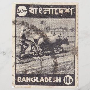Papier Timbre postal du Bangladesh avec un homme et des t