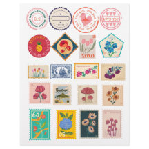 Timbres Floral vintage et stickers Love Mail