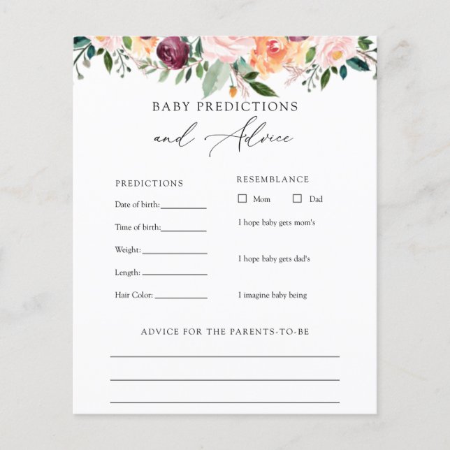 Papier Time for Tea Baby Advice and Predictions Card (Devant)