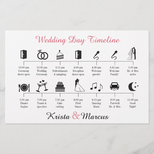 Papier Timeline Mariage d'icônes simples (Devant)