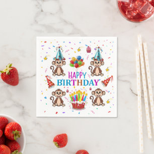 Papier-Tischservietten, Happy Birthday Konfetti-Af Serviette