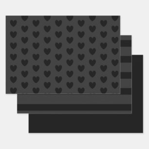 Papier Tissu Coeurs Noir et Gris HAMbyWG