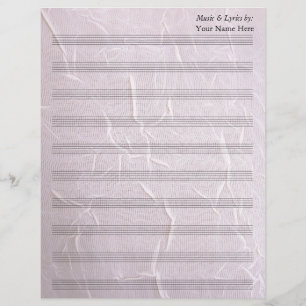 Papier Tissu rose broyé Tôle blanche Musique 10 stave