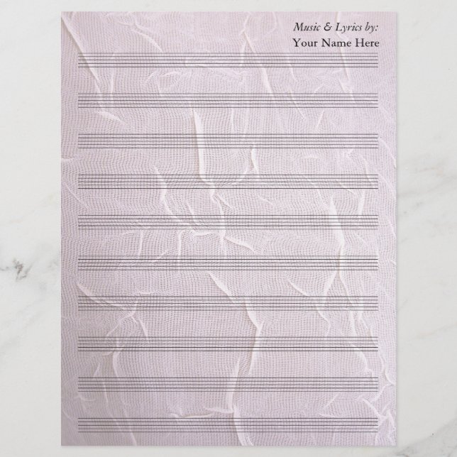 Papier Tissu rose broyé Tôle blanche Musique 10 stave (Devant)