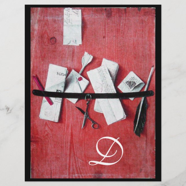 Papier TITULAIRE DE LETTRE EN BOIS MONOGRAM rouge blanc n (Devant)