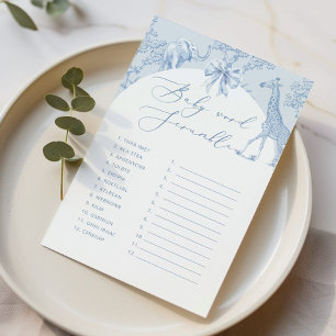 Papier Toile Baby mot Scramble bleu safari baby shower