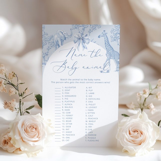 Papier Toile Safari Nom du bébé Animal baby shower jeu (Créateur téléchargé)