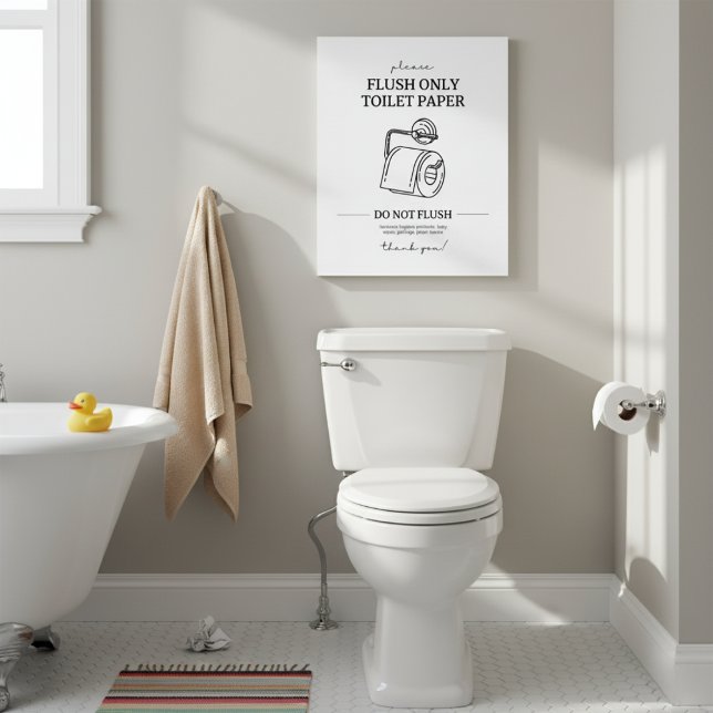 Papier toilette uniquement | Poster salle de bain (Flush Only Toilet Paper | Bathroom Poster)
