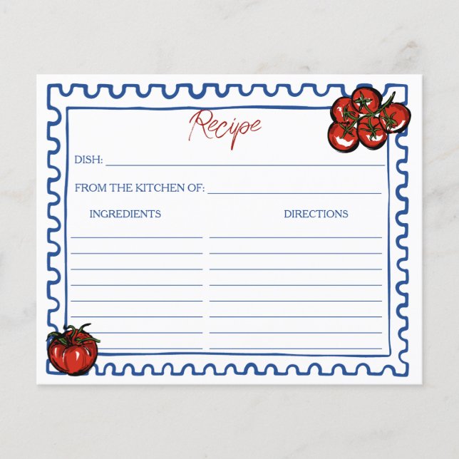 Papier Tomato Italian bridal shower recipe card (Devant)