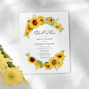 Papier Tomber dans l'amour tournesol nuptiale Invitations