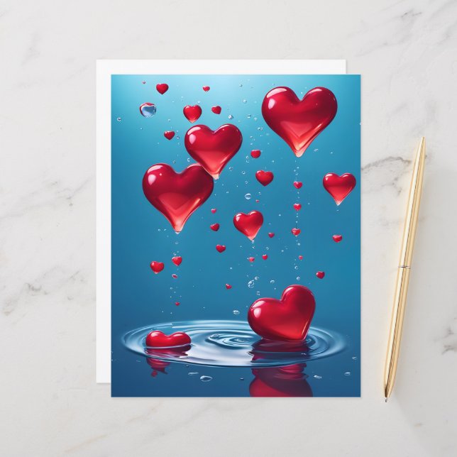 Papier tomber les coeurs brillants de l'amour (Devant/Arrière en situation)