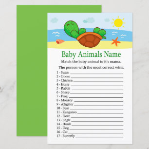 Papier Tortue mignonne Bébé Animaux Nom Jeu