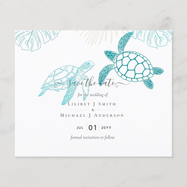 Papier Tortues de mer Mariage Art moderne (Devant)