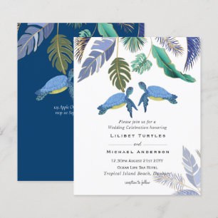 Papier Tortues de mer Mariage bleu jaune