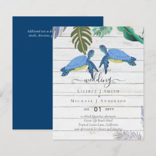 Papier Tortues de mer Mariage bleu jaune