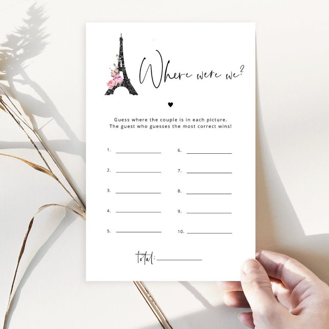 Papier Tour Eiffel minimaliste où étions-nous jeu nuptial (Créateur téléchargé)
