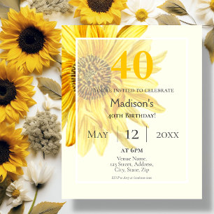 Papier Tournesol   40e Invitation d'anniversaire du budge