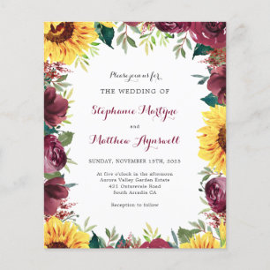 Papier Tournesol Bourgogne Mariage du budget d'automne