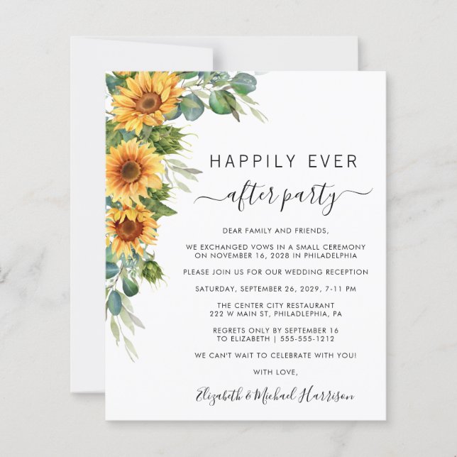 Papier Tournesol Eucalyptus Réception de mariage photo (Devant)
