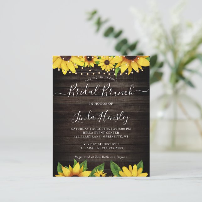 Papier Tournesol Grange Chaîne de bois Lumières Bridal Br (Debout devant)