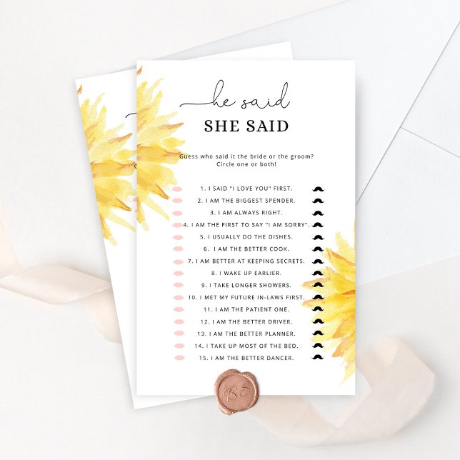 Papier Tournesol Il dit qu'elle a dit jeu de douche nupti (Créateur téléchargé)