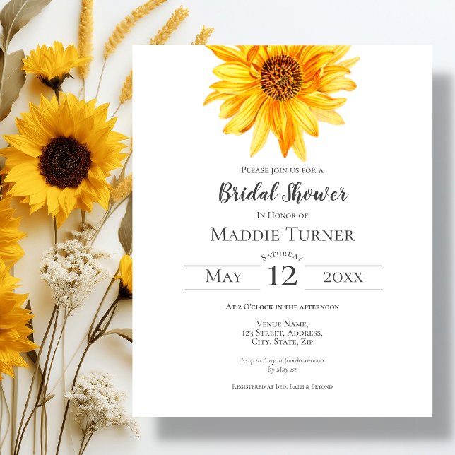 Papier Tournesol | Invitation de douche nuptiale (Créateur téléchargé)