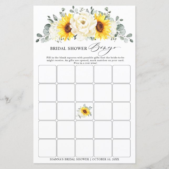 Papier Tournesol ivoire pivoine Fête des mariées florale  (Devant)