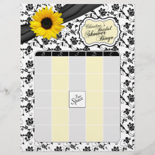 Papier Tournesol jaune Fleur noire Bingo Baby Shower