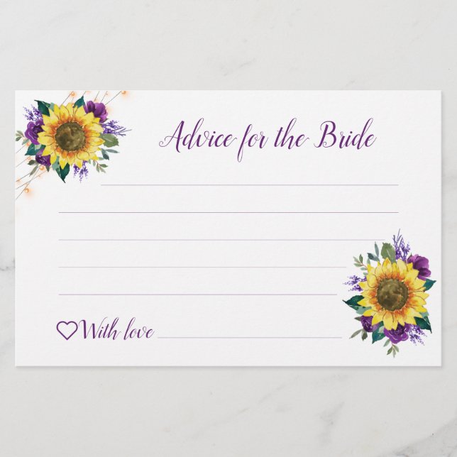 Papier Tournesol Purple Lumières Conseil de Fête des mari (Devant)