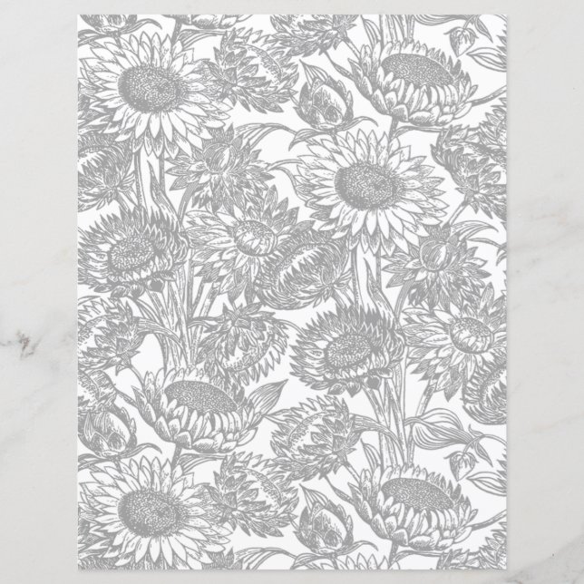Papier Tournesol vintage Élégant Gris Toile (Dos)