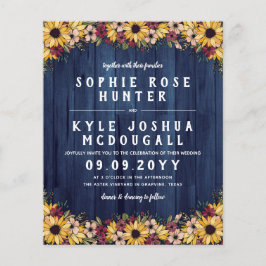Papier Tournesols Rustiques Bleu Bois 2 En 1 Mariage Budg