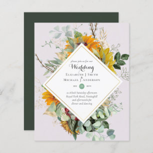 Papier Tournesols Rustiques Eucalyptus Greenery Mariage I