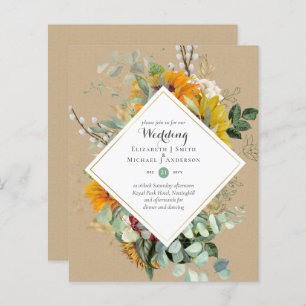 Papier Tournesols Rustiques Eucalyptus Greenery Mariage I
