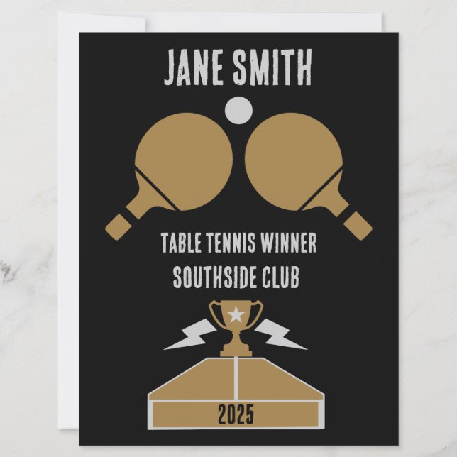 Papier Tournoi de Tennis de Table (Devant)