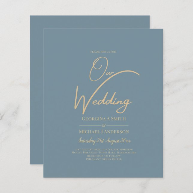 Papier Tout-en-1 Elégant verre de mer Turquoise Mariage o (Devant / Derrière)