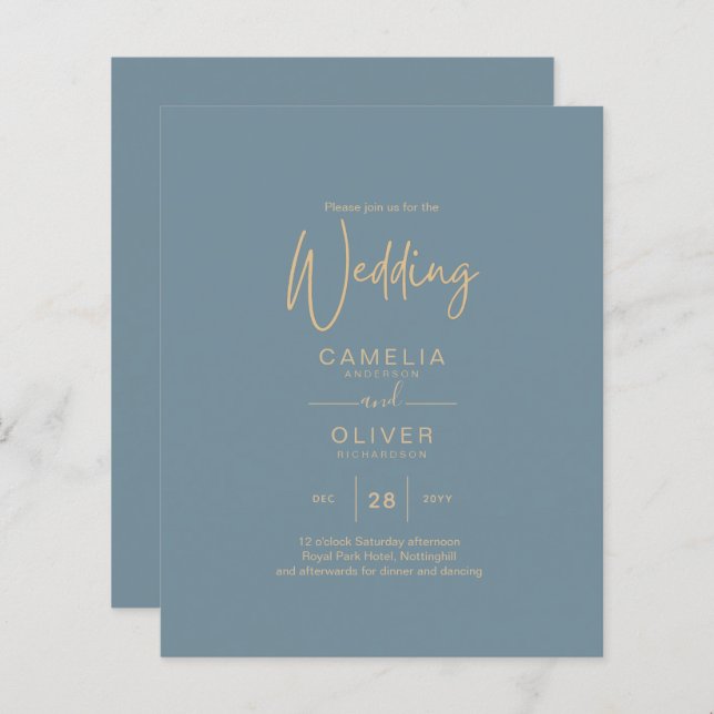 Papier Tout-en-1 Elégant verre de mer Turquoise Mariage o (Devant / Derrière)