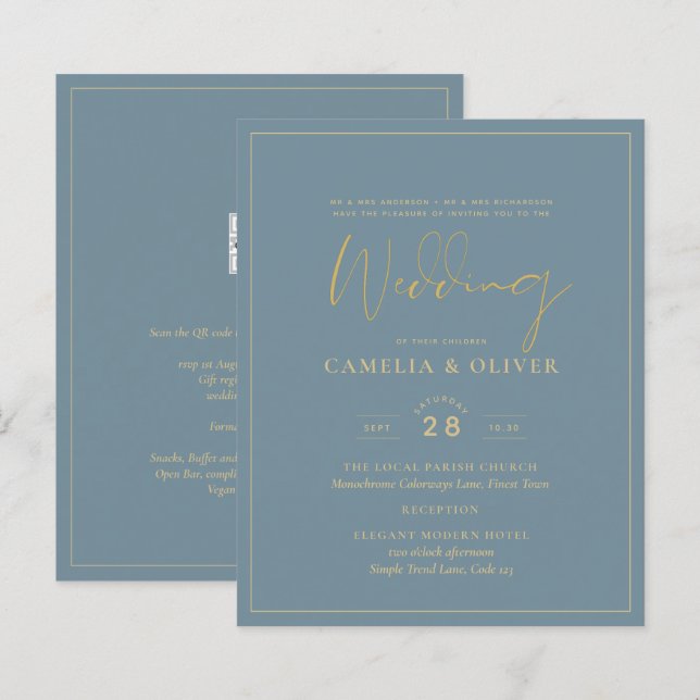 Papier Tout-en-1 Elégant verre de mer Turquoise Mariage o (Devant / Derrière)