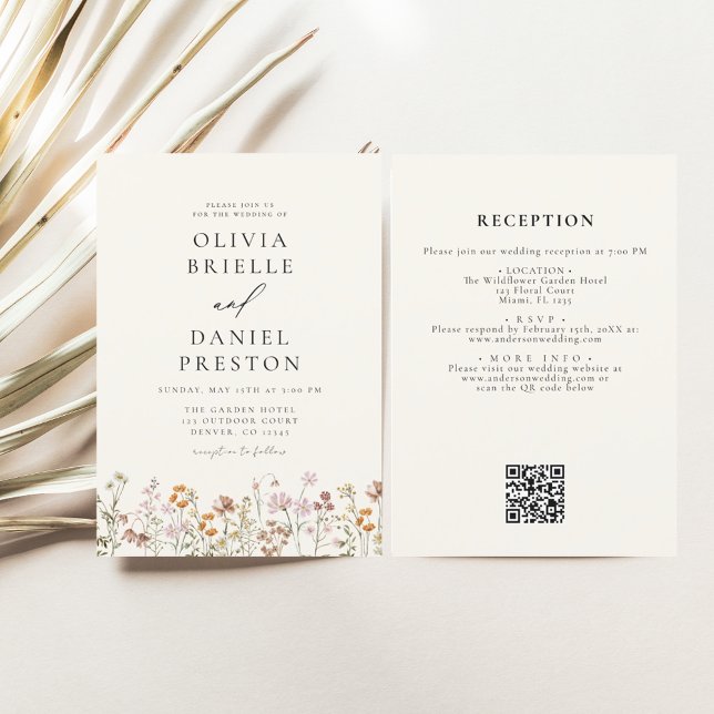 Papier Tout en un Fleur sauvage QR Code Jardin Mariage (Créateur téléchargé)