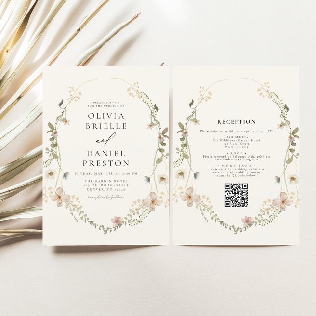 Papier Tout en un Fleur sauvage QR Code Jardin Mariage (Créateur téléchargé)