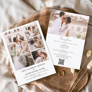 Papier Tout en un QR Code Minimaliste Photo Mariage blanc