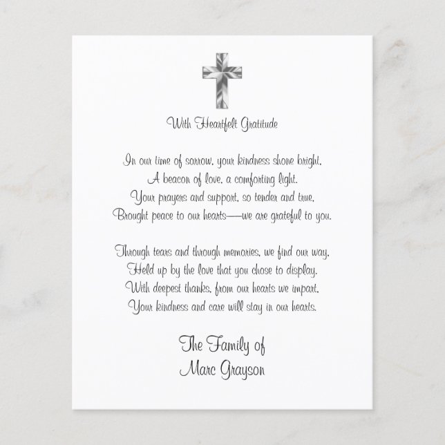 Papier Traditional Cross Budget Funeral Thank You Card (Devant)