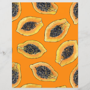 Papier Tranches de Papaya sur orange