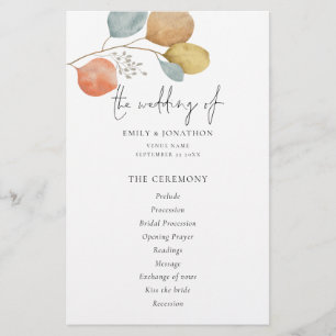 PAPIER   Trendy Watercolor Blätter Wedding Program
