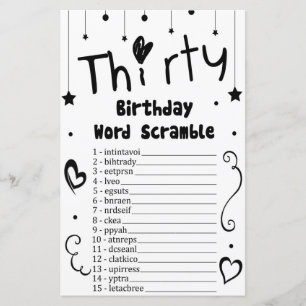 Papier Trente Anniversaire Mot Jeu