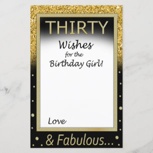 Papier Trente Voeux pour la fille d'anniversaire