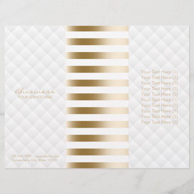 Papier Tri-Fold Modern Gold Stripes & Diamond Quilted (Devant)