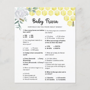 Papier Trivia Bee Baby   Jeu Baby shower