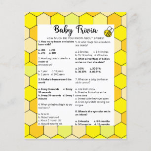 Papier Trivia Bee Baby   Jeu Baby shower