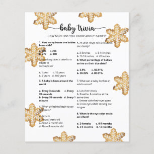 Papier Trivia d'hiver pour bébés Jeu Baby shower